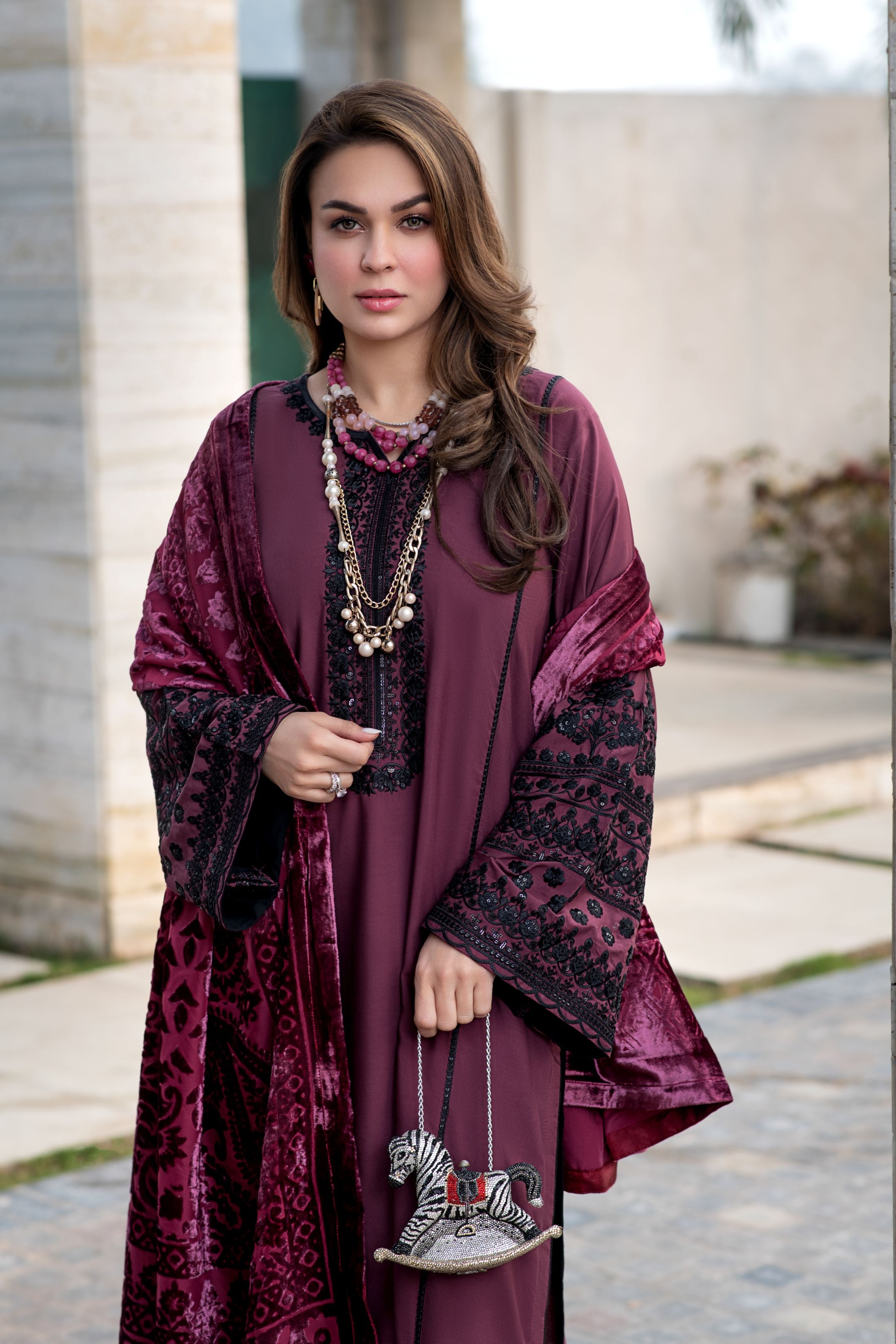 Zohra | 3pc Ready to Wear Winter Dress with Palachi Shawl ZAB6