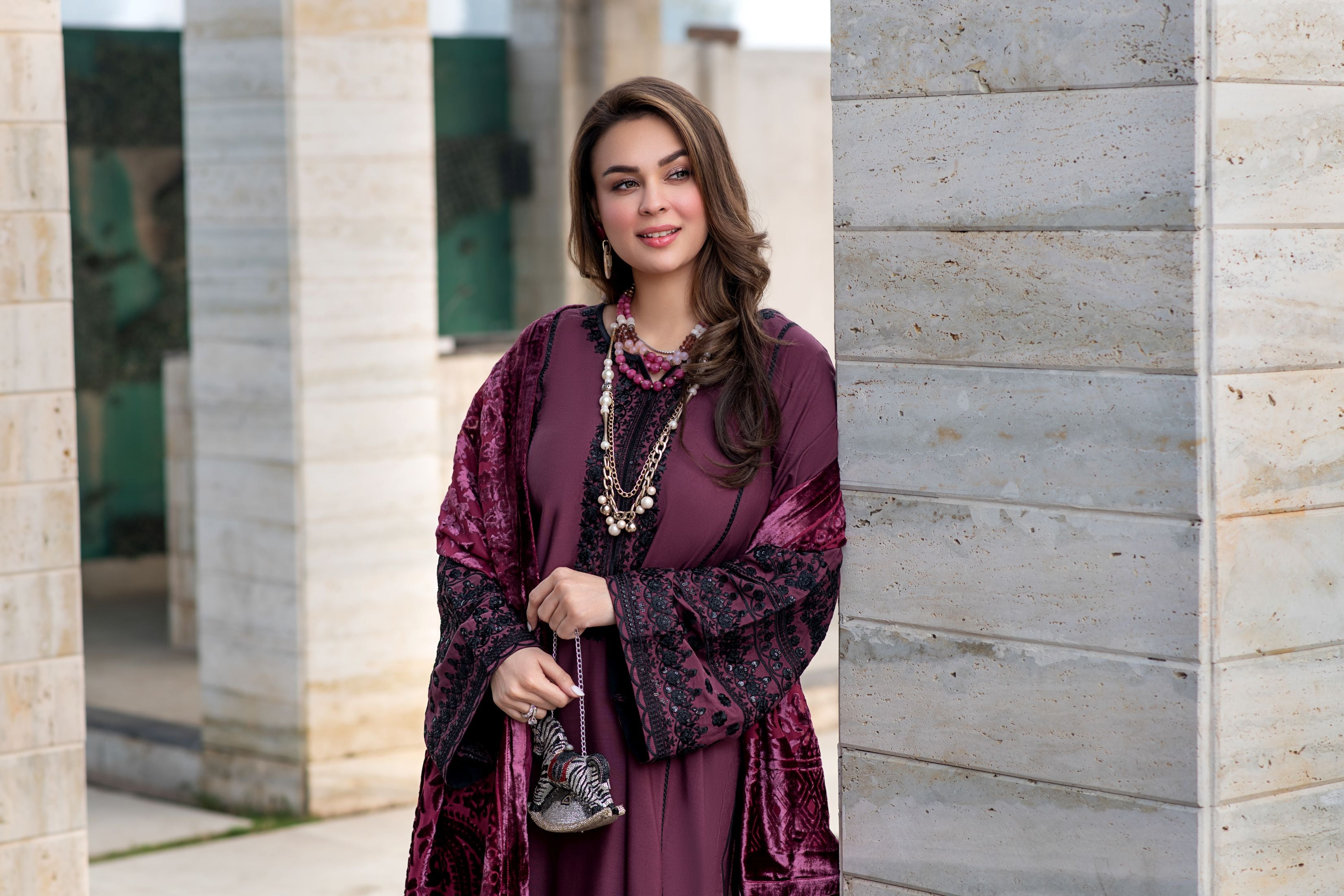 Zohra | 3pc Ready to Wear Winter Dress with Palachi Shawl ZAB6