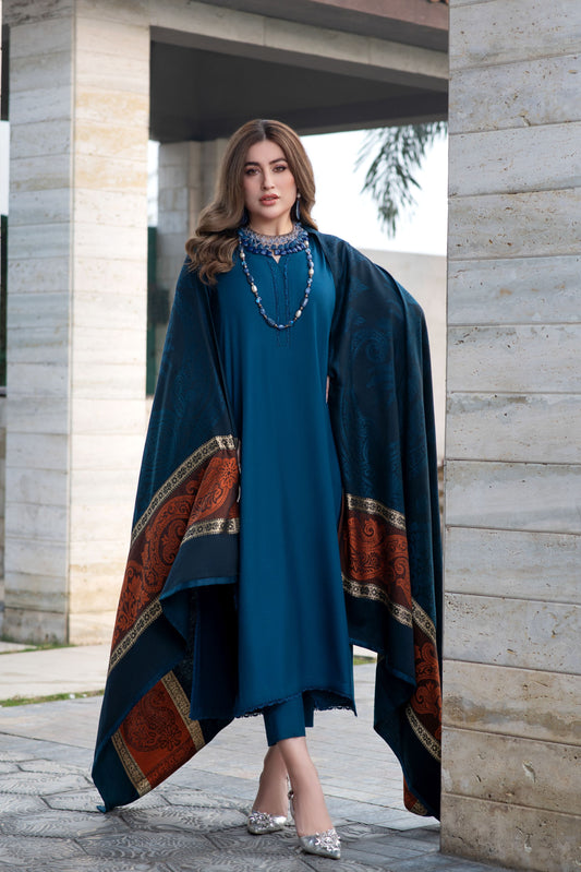 Aurum by Gul Warun – Teal Multani Shawl Dhanak 3pc Suit GA4