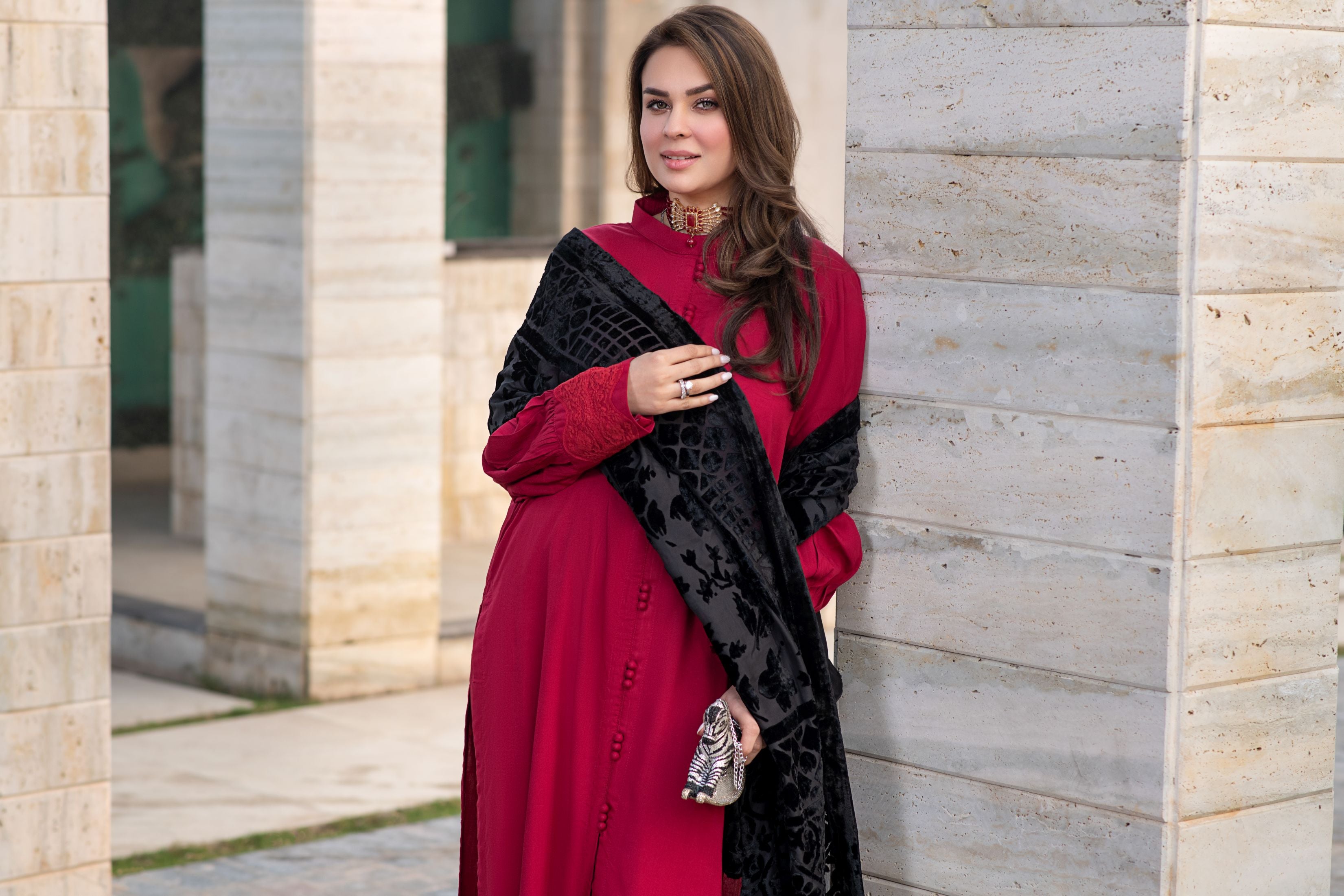 Zohra | 3pc Ready to Wear Winter Dress with Palachi Shawl ZAB2