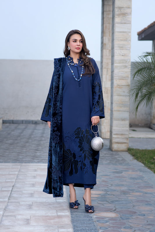 Zohra | 3pc Ready to Wear Winter Dress with Palachi Shawl ZAB7