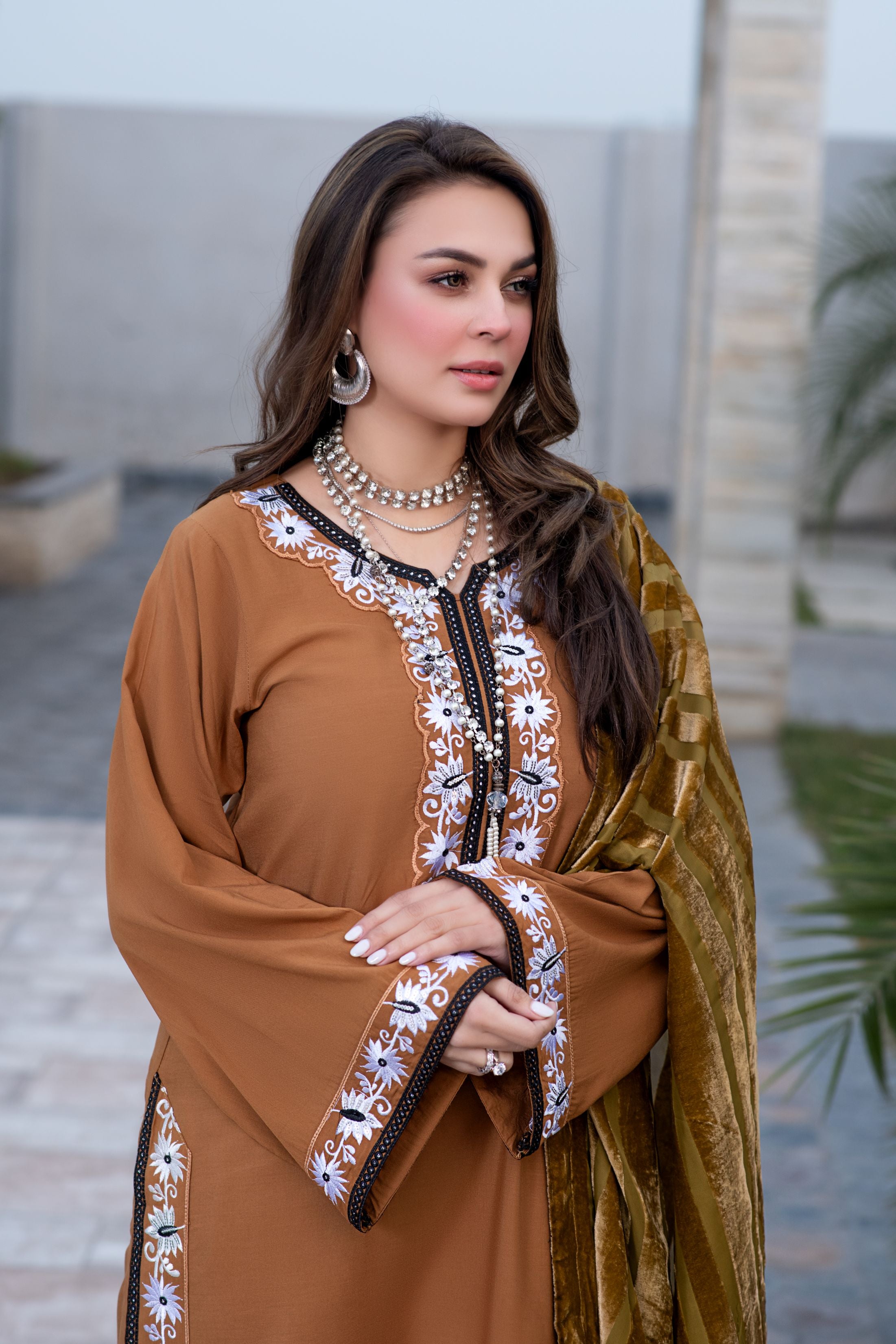 Zohra | 3pc Ready to Wear Winter Dress with Palachi Shawl ZAB1