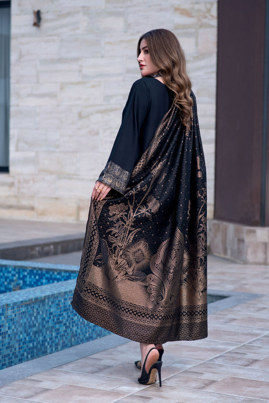 Aurum by Gul Warun – Black Gold Multani Shawl Dhanak 3pc Suit GA9