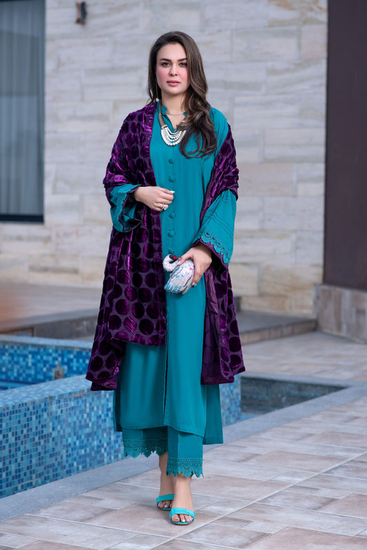 Zohra | 3pc Ready to Wear Winter Dress with Palachi Shawl ZAB4