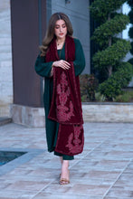 Embroidered Velvet Stole for Women – Maroon VS10