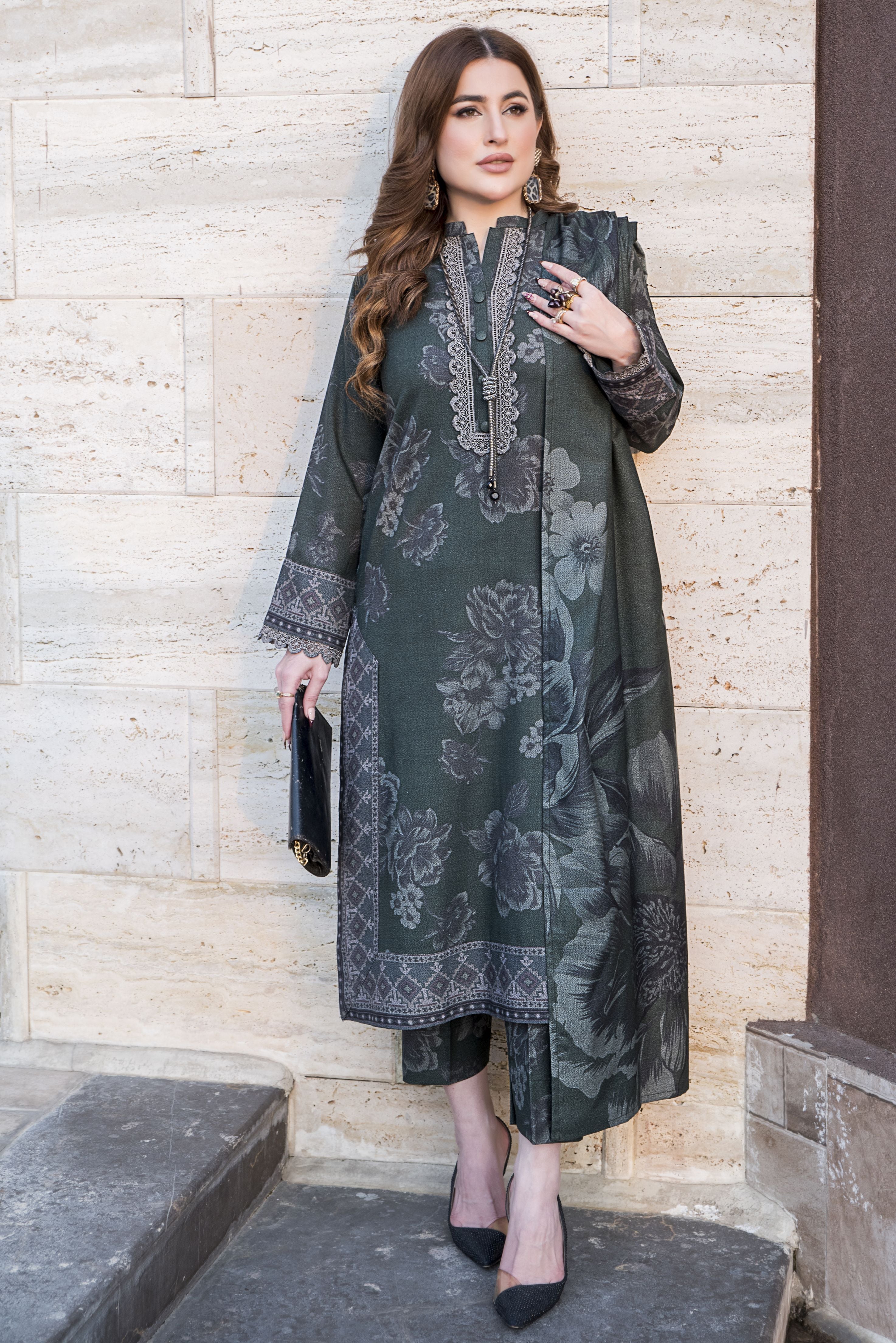 Snowlit Grace by Aabpara Winter Dhanak Dress SLG6