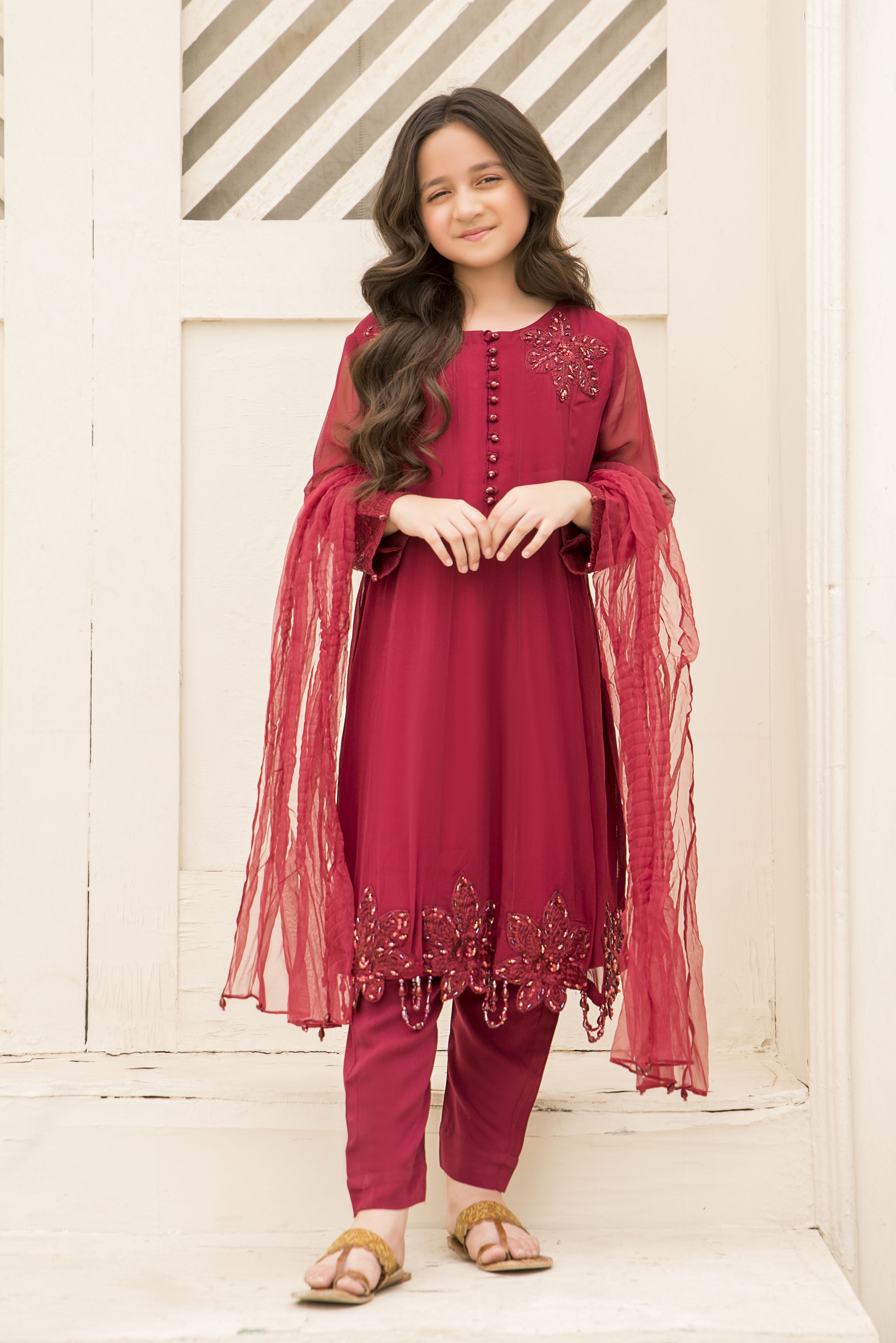 3pc Festive Girls Dress by ARWAH AG27