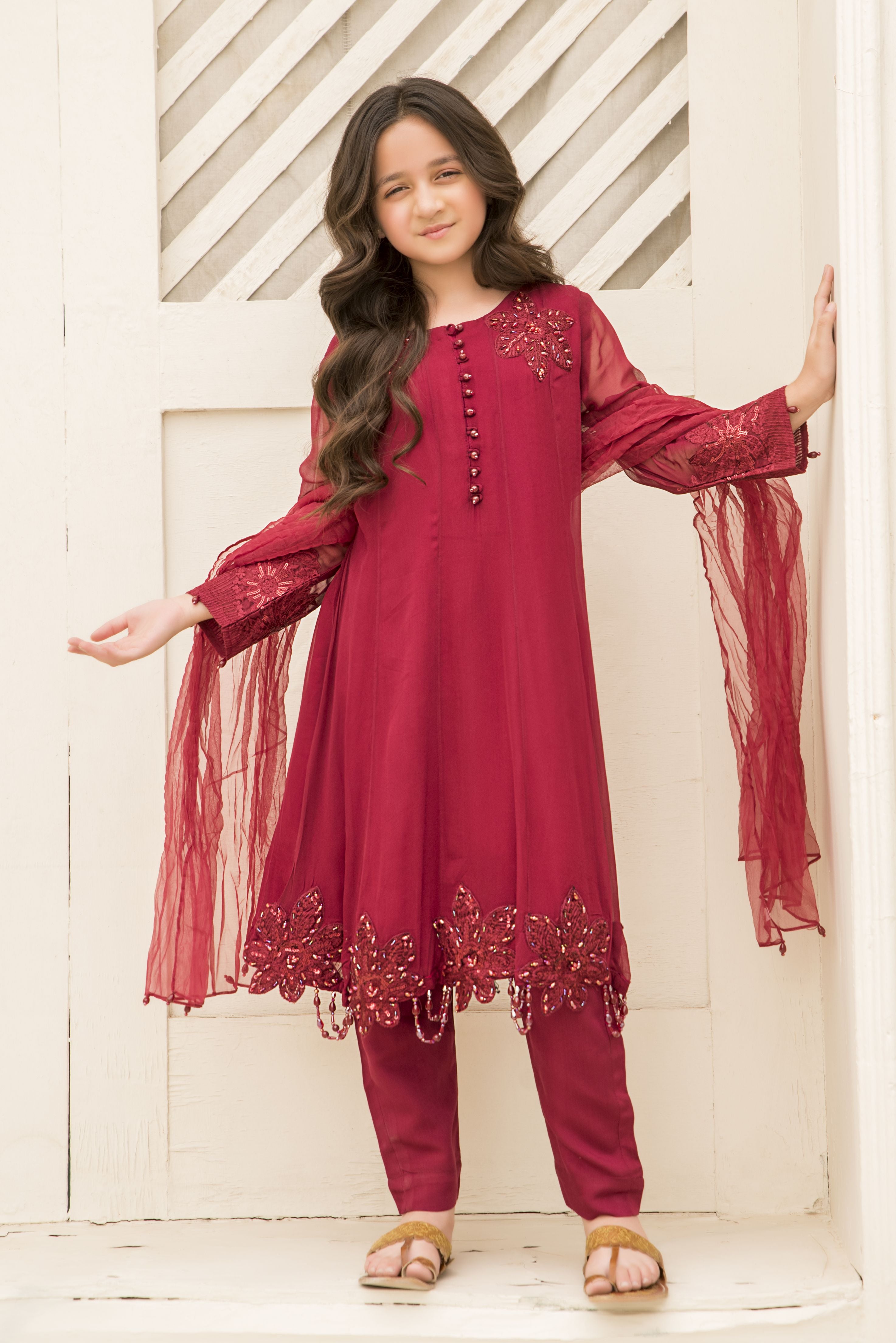 3pc Festive Girls Dress by ARWAH AG27