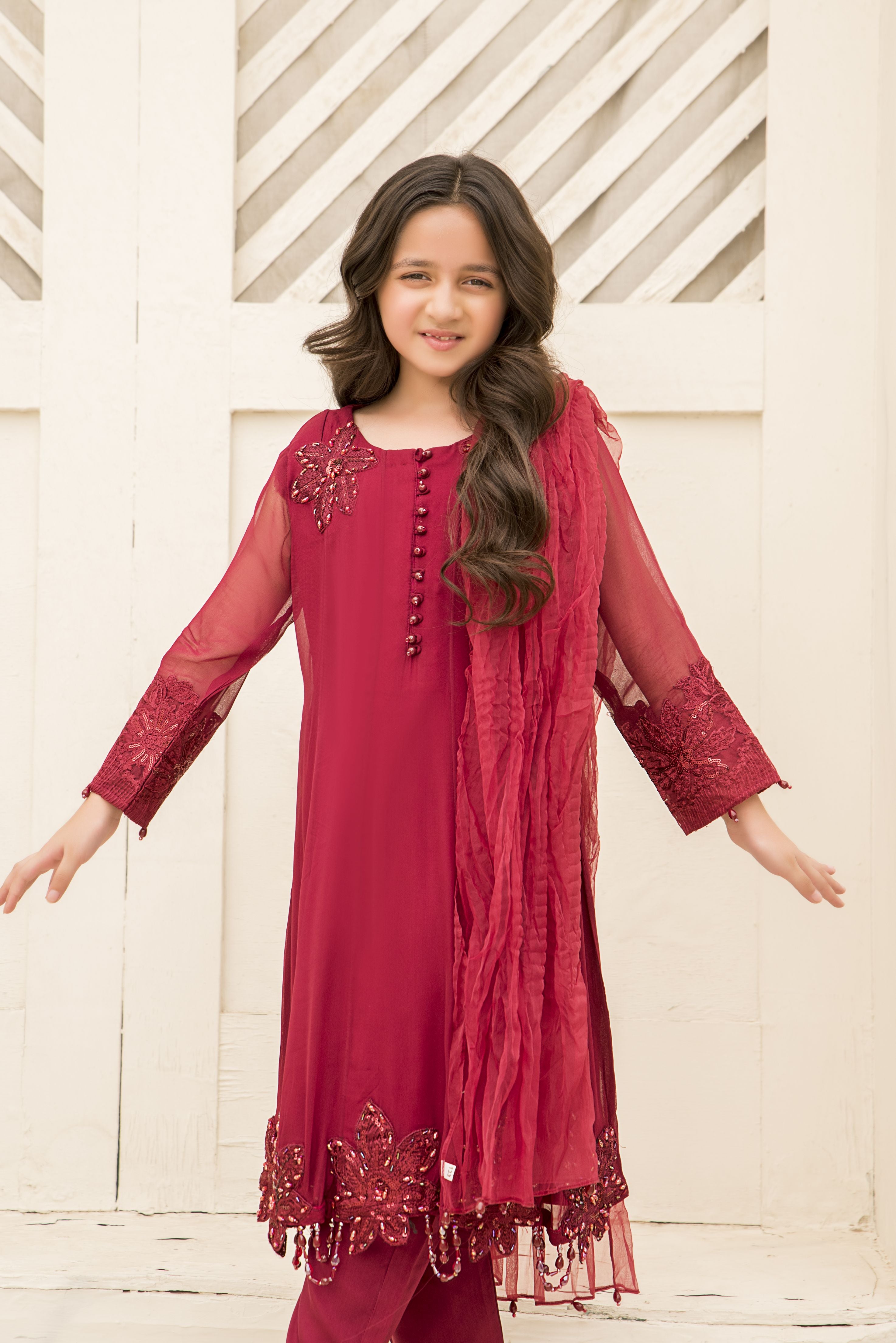 3pc Festive Girls Dress by ARWAH AG27