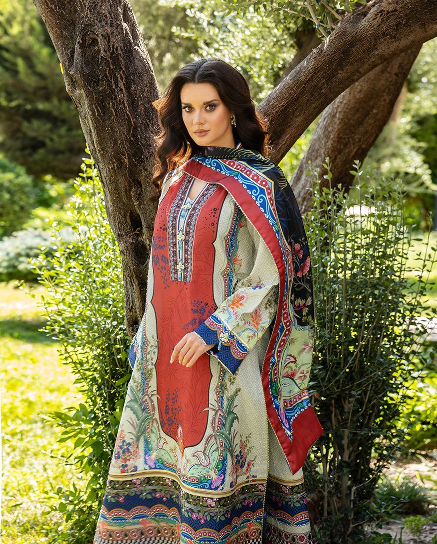 Mushq Ethereal Gleam Hand-Embellished Raw Silk 3pc Dress MHL3