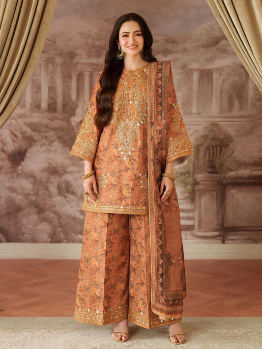 Opal Edit by Mohagni Printed Khaddar Embroidered 3pc Dress FMC1