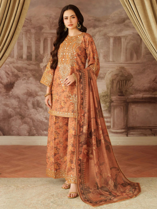 Opal Edit by Mohagni Printed Khaddar Embroidered 3pc Dress FMC1