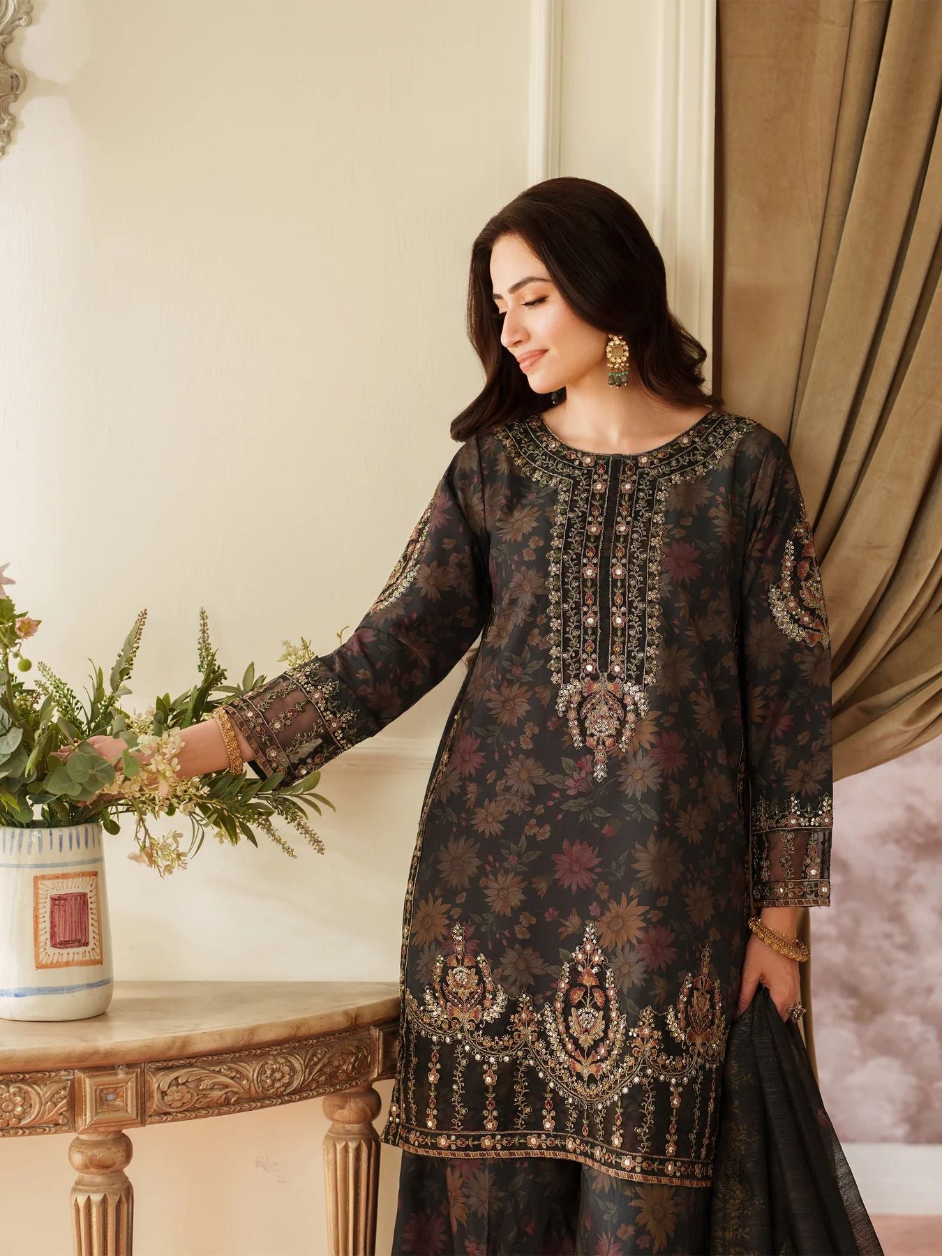 Opal Edit by Mohagni Printed Khaddar Embroidered 3pc Dress FMC3
