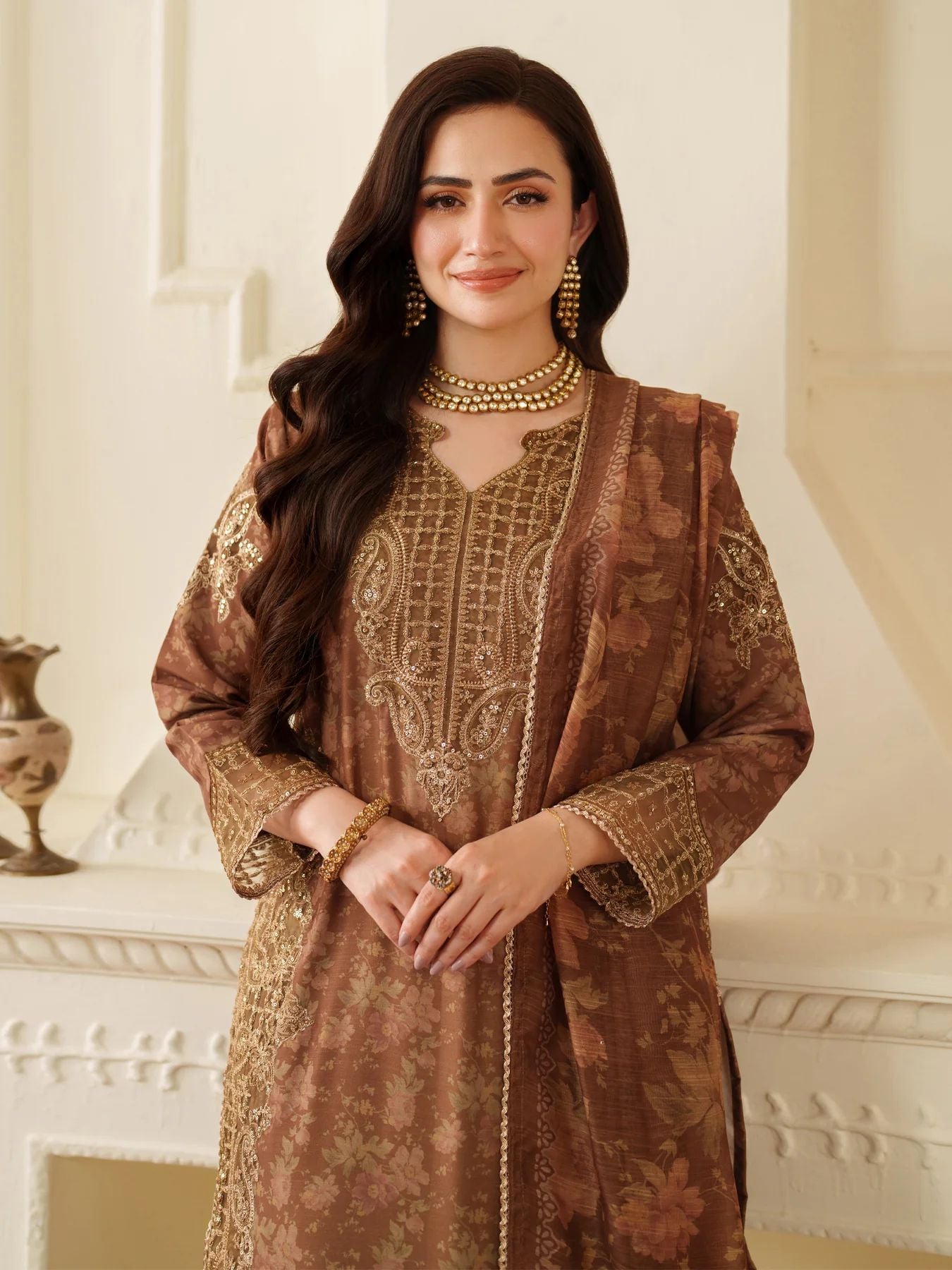 Opal Edit by Mohagni Printed Khaddar Embroidered 3pc Suit FMC4