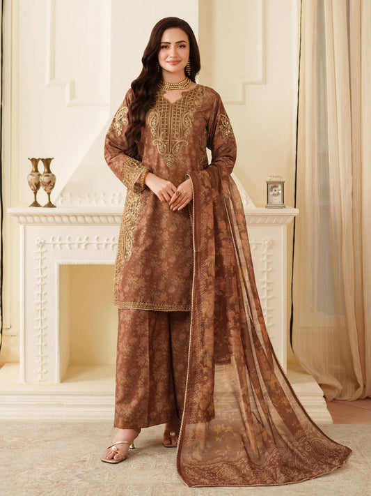 Opal Edit by Mohagni Printed Khaddar Embroidered 3pc Suit FMC4