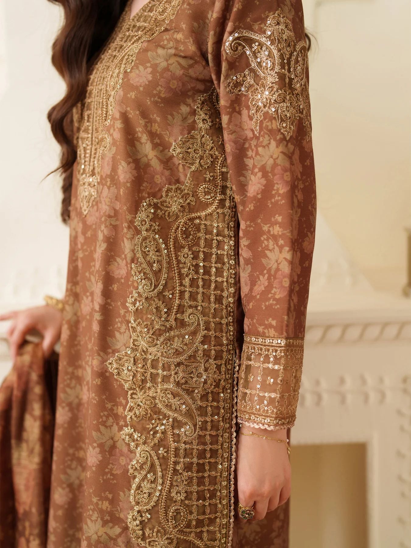 Opal Edit by Mohagni Printed Khaddar Embroidered 3pc Suit FMC4