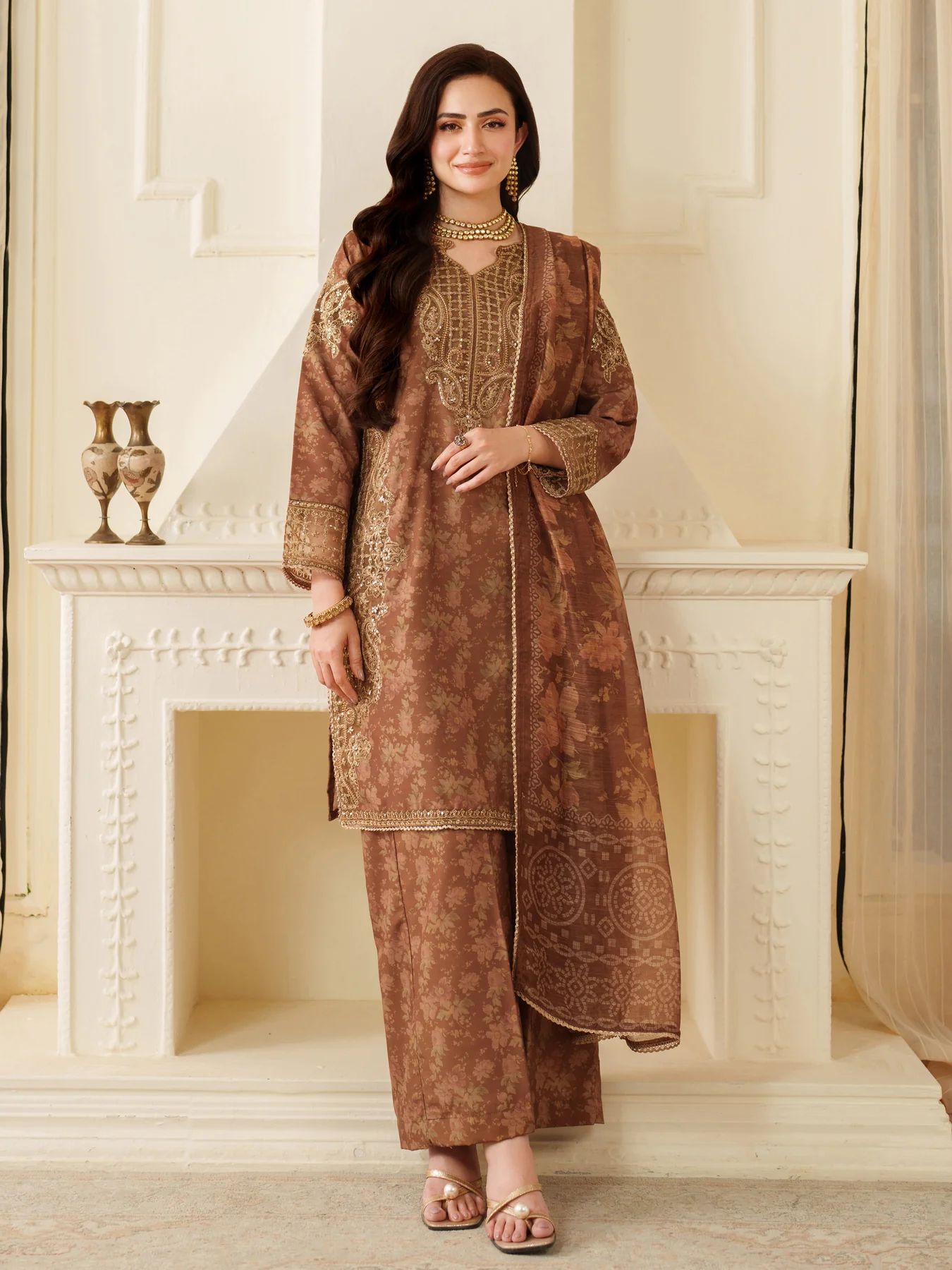 Opal Edit by Mohagni Printed Khaddar Embroidered 3pc Suit FMC4