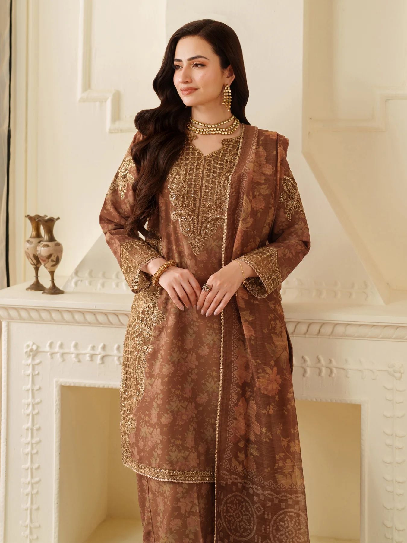 Opal Edit by Mohagni Printed Khaddar Embroidered 3pc Suit FMC4