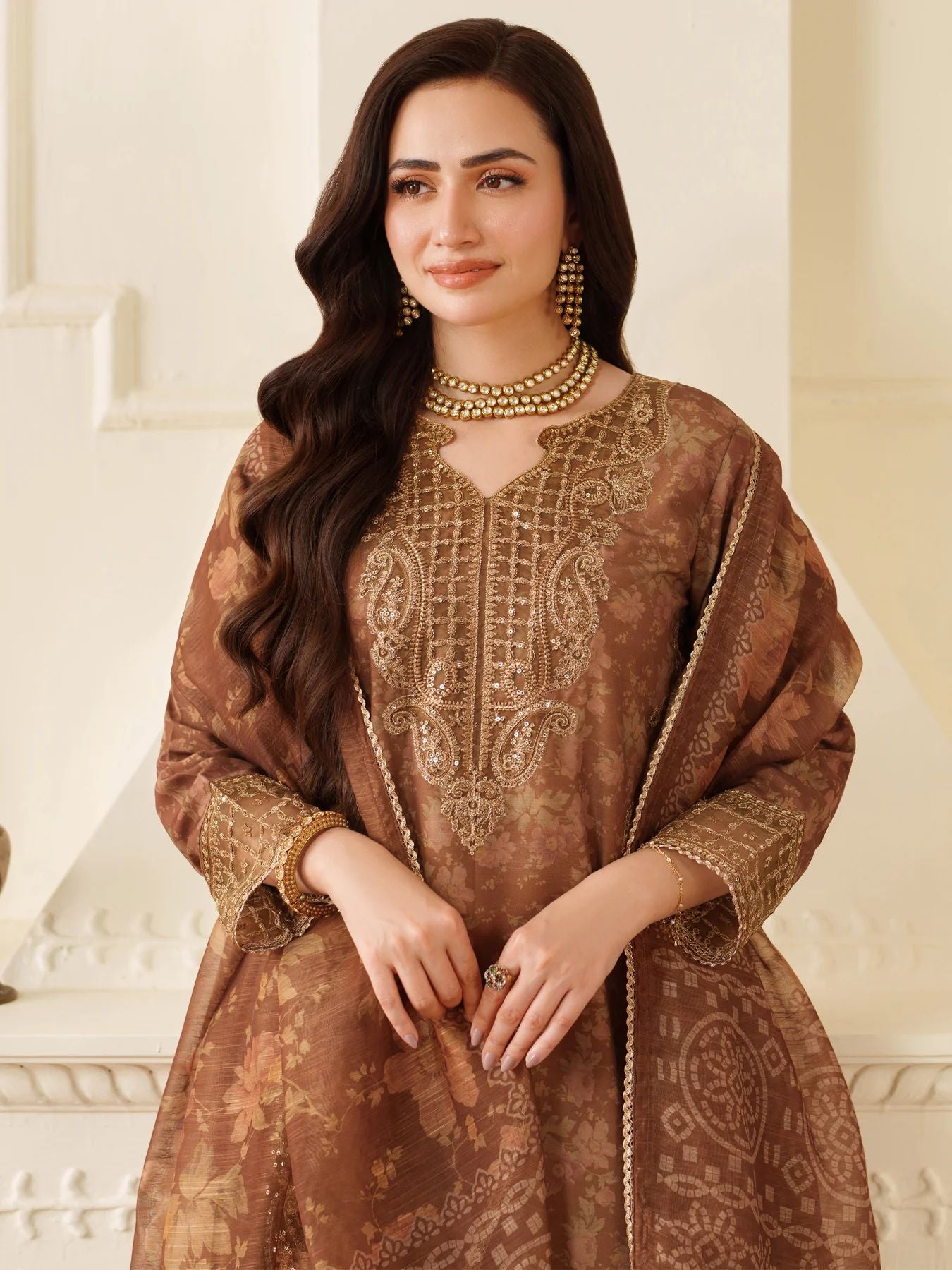 Opal Edit by Mohagni Printed Khaddar Embroidered 3pc Suit FMC4