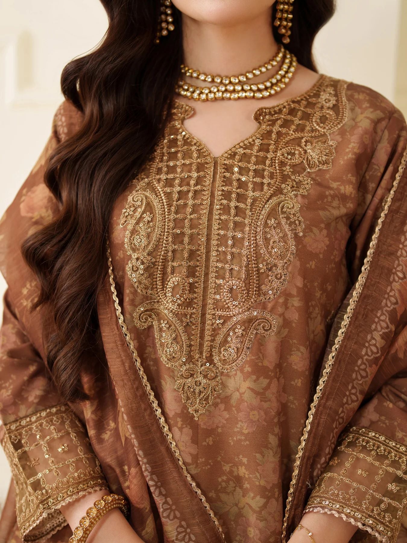 Opal Edit by Mohagni Printed Khaddar Embroidered 3pc Suit FMC4