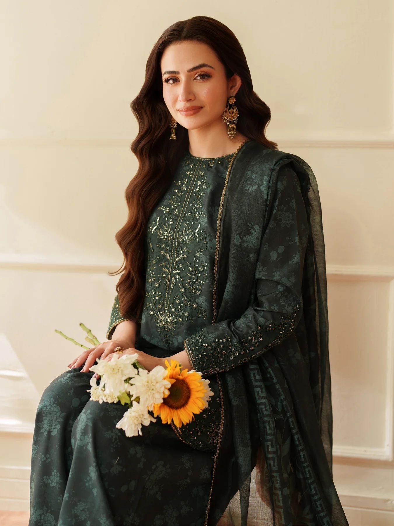 Opal Edit by Mohagni Printed Khaddar Winter 3pc Farshi Shalwar Dress FMC5