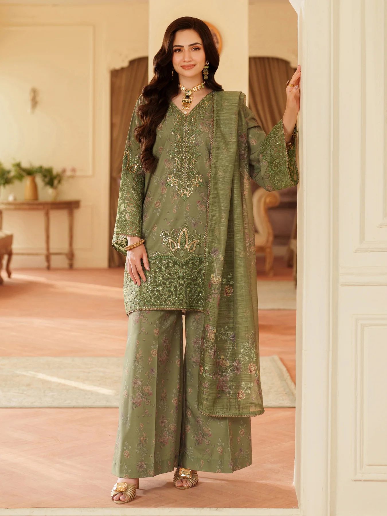 Opal Edit by Mohagni Printed Khaddar Embroidered 3pc Dress FMC6