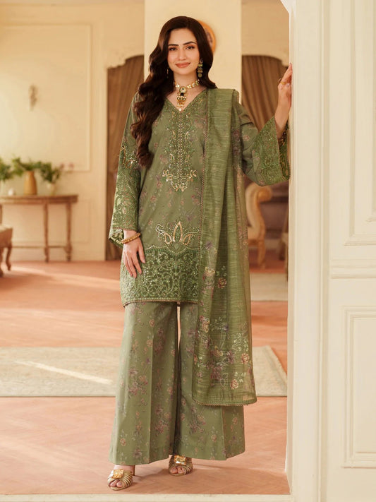 Opal Edit by Mohagni Printed Khaddar Embroidered 3pc Dress FMC6