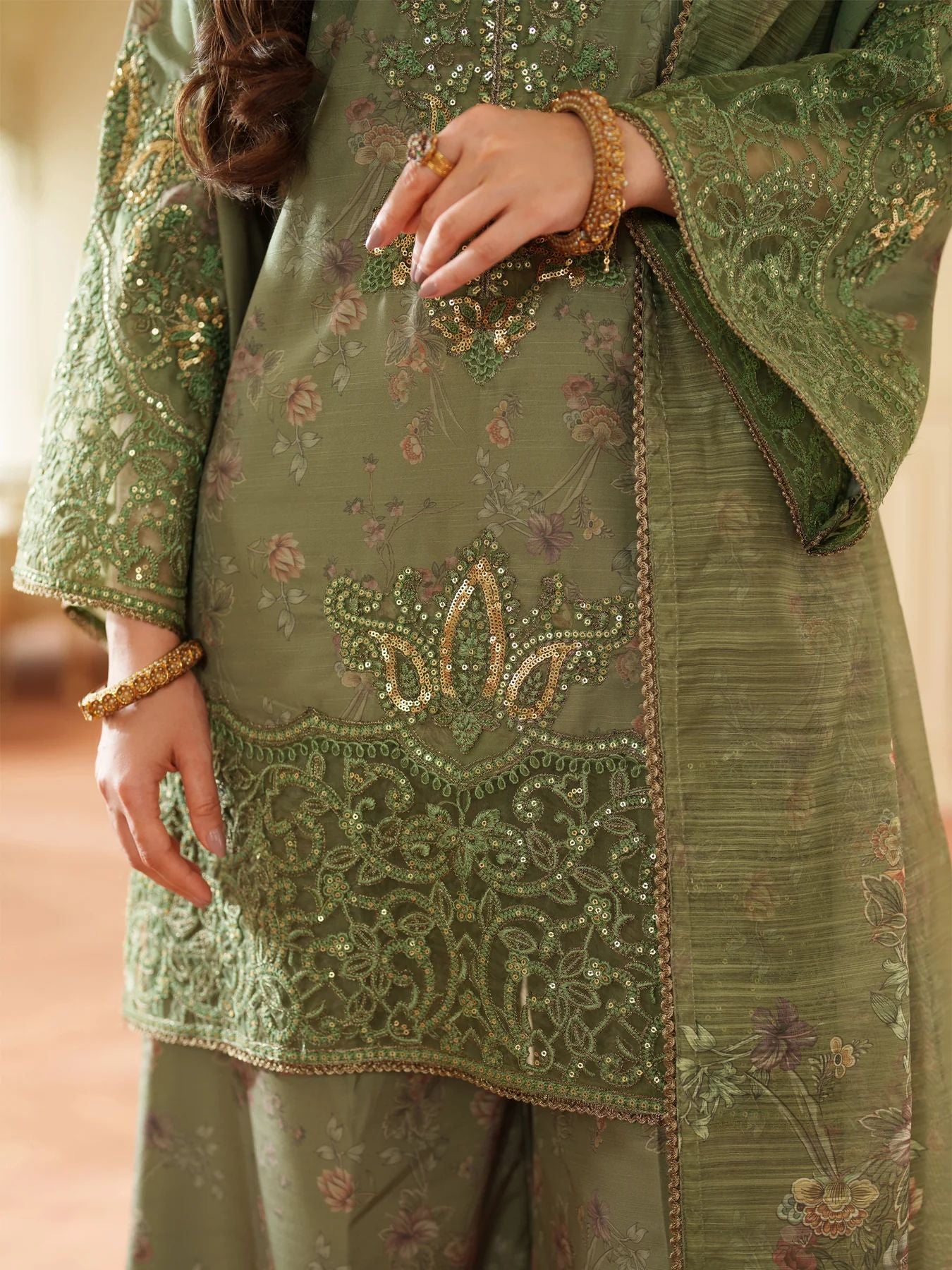 Opal Edit by Mohagni Printed Khaddar Embroidered 3pc Dress FMC6