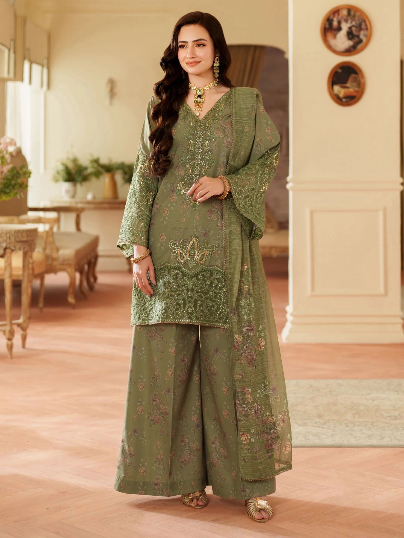 Opal Edit by Mohagni Printed Khaddar Embroidered 3pc Dress FMC6