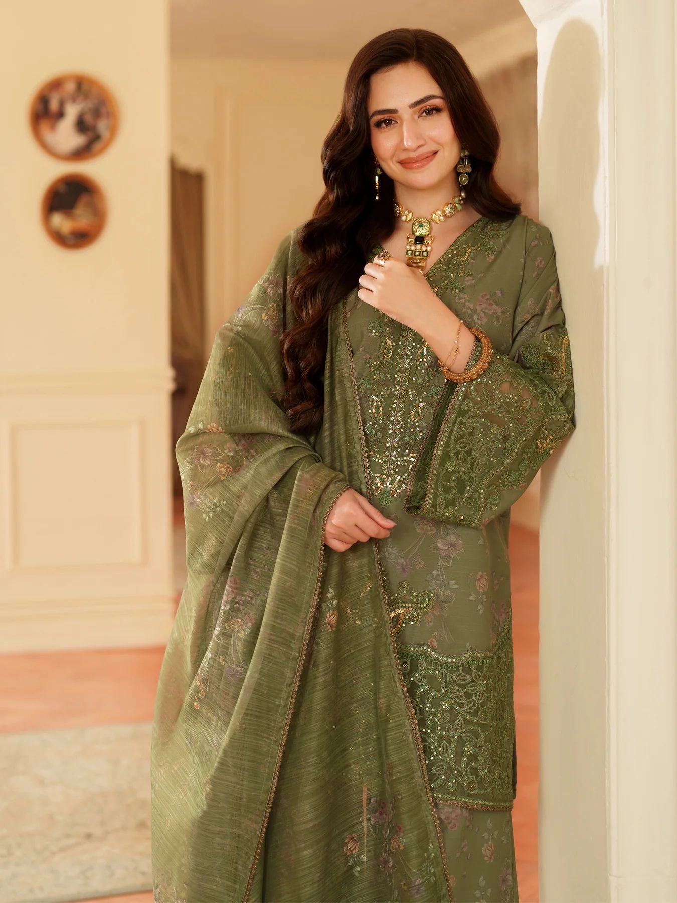 Opal Edit by Mohagni Printed Khaddar Embroidered 3pc Dress FMC6