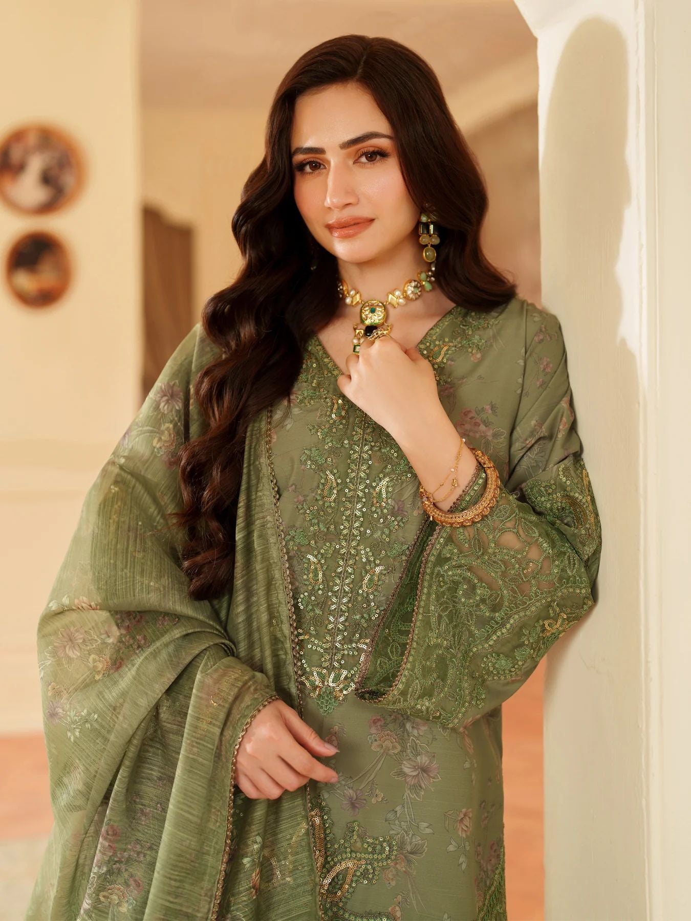 Opal Edit by Mohagni Printed Khaddar Embroidered 3pc Dress FMC6