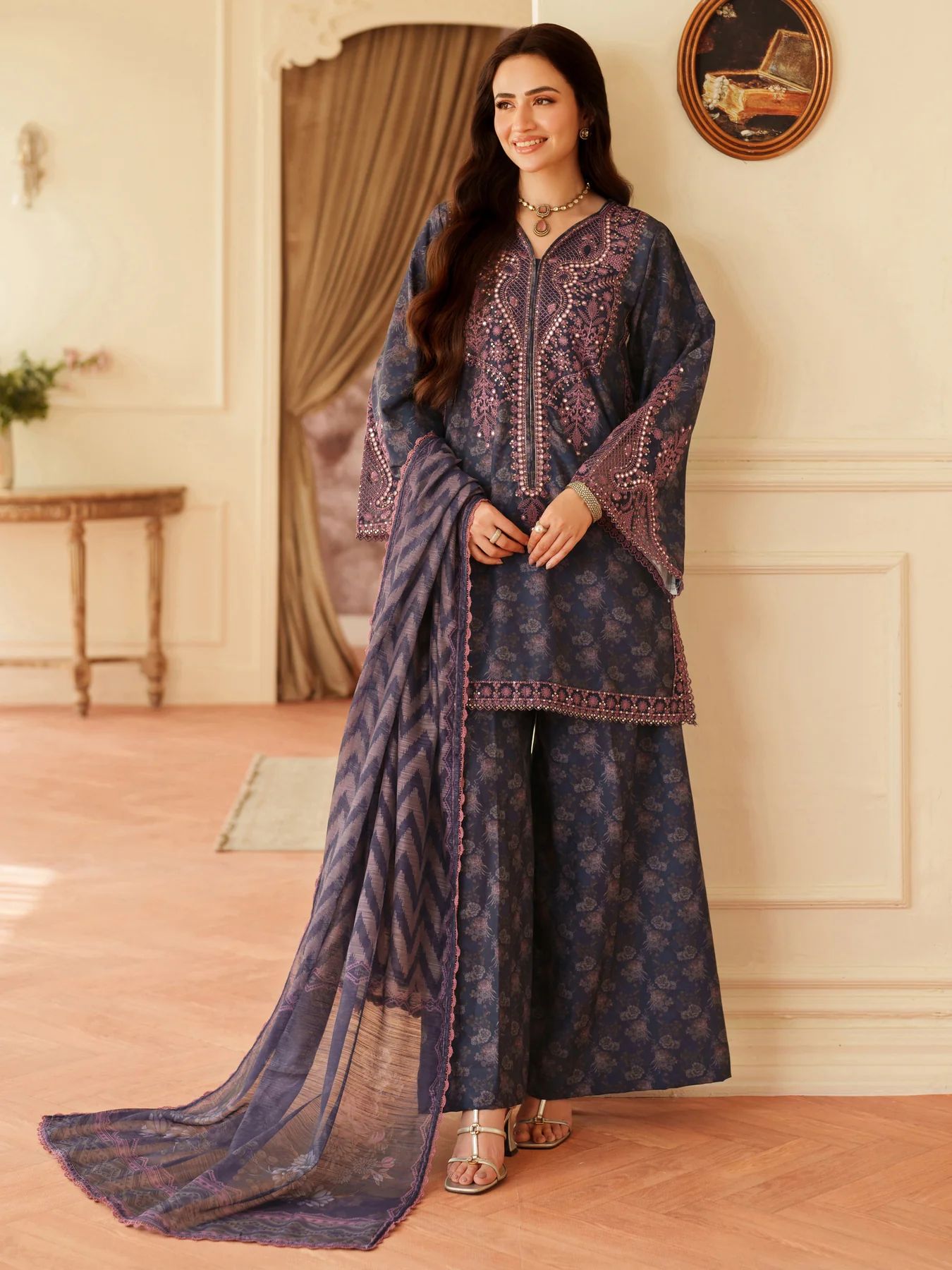 Opal Edit by Mohagni Printed Khaddar Embroidered 3pc Dress FMC7