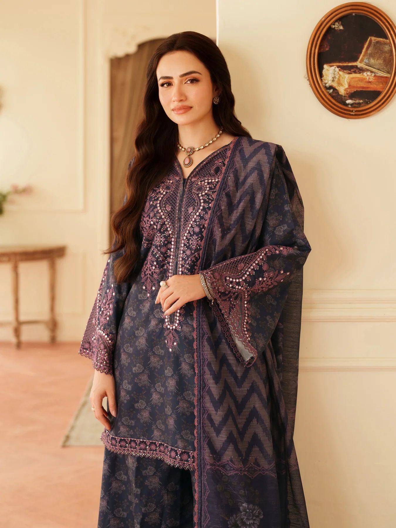 Opal Edit by Mohagni Printed Khaddar Embroidered 3pc Dress FMC7