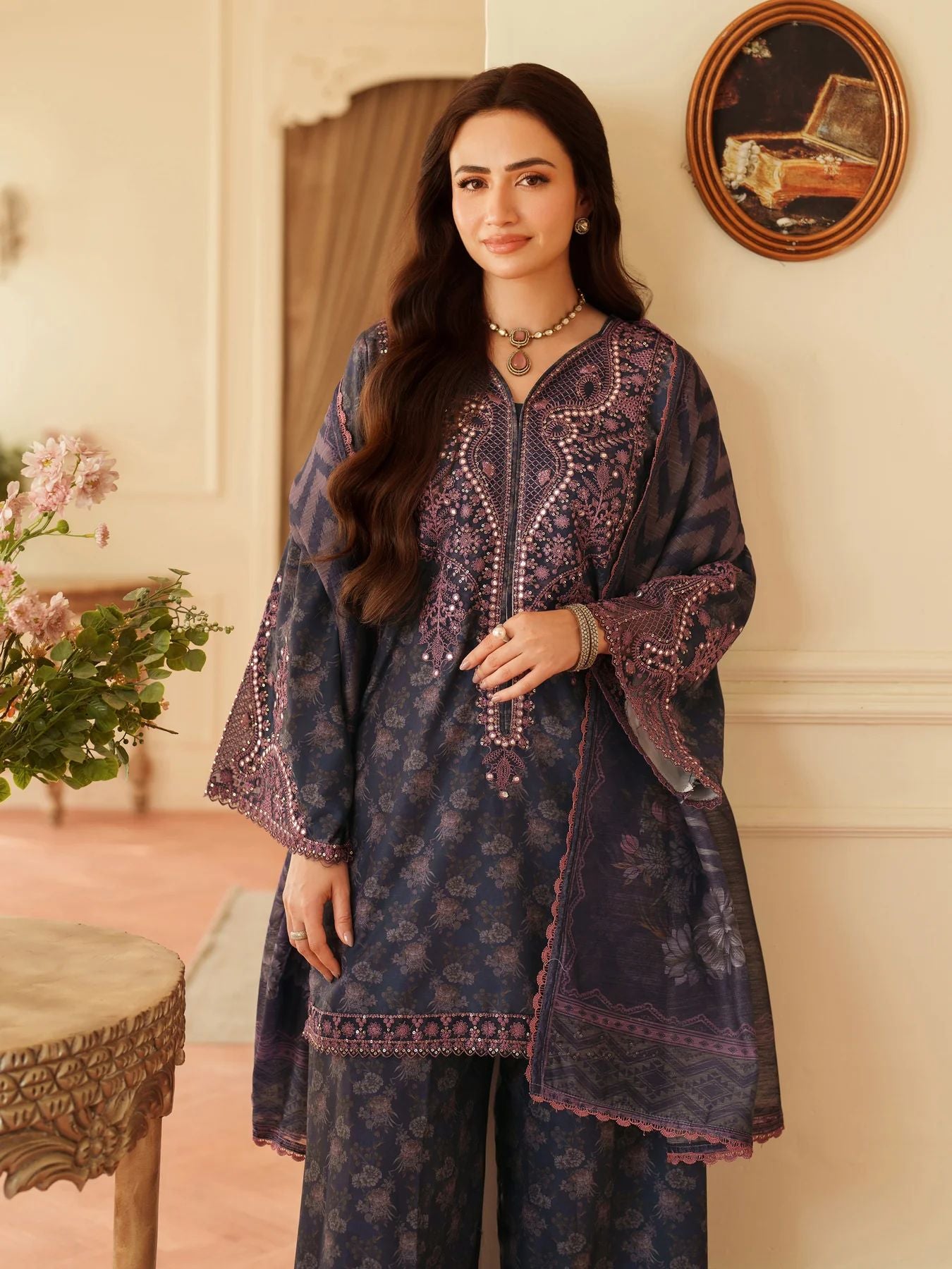 Opal Edit by Mohagni Printed Khaddar Embroidered 3pc Dress FMC7