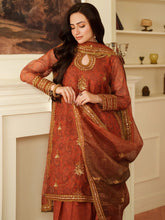 Opal Edit by Mohagni Khadi Net 3pc Suit with Farshi Shalwar & Bag FMC8