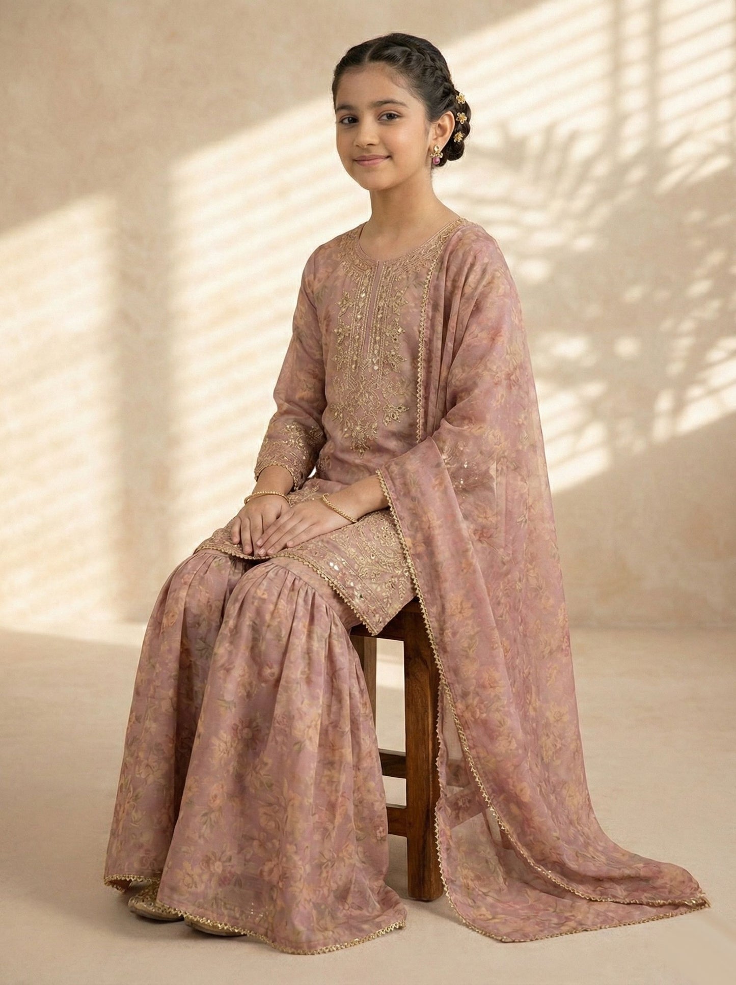 SM5 Sitara by Mohagni 3pc Girls Mirror Work Gharara Suit