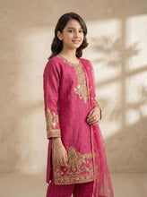 SM3 Sitara by Mohagni Girls Zari Embroidered Raw Silk Suit