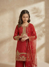 SM2 Sitara by Mohagni Girls Zari Embroidered Raw Silk Suit