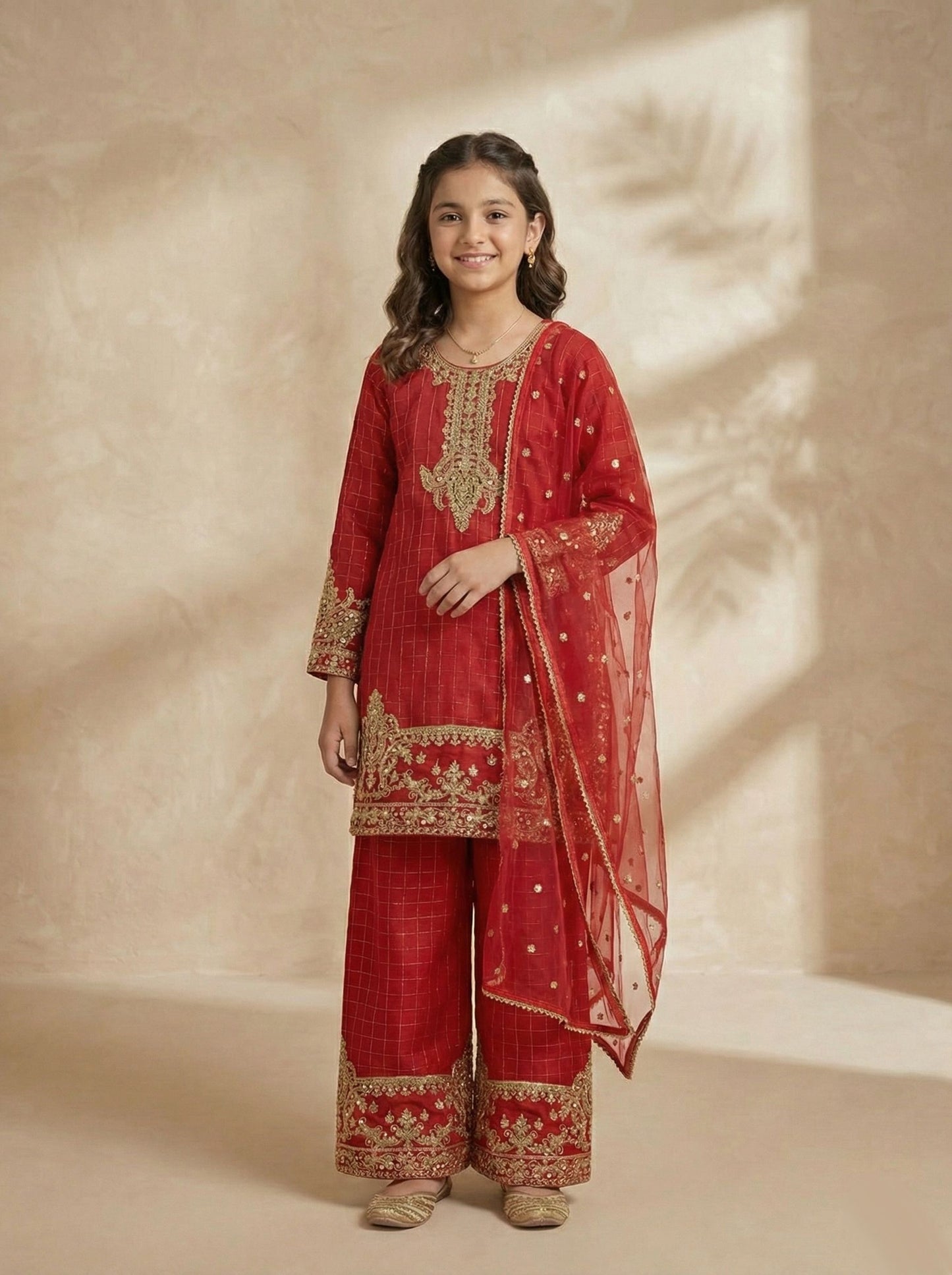 SM2 Sitara by Mohagni Girls Zari Embroidered Raw Silk Suit