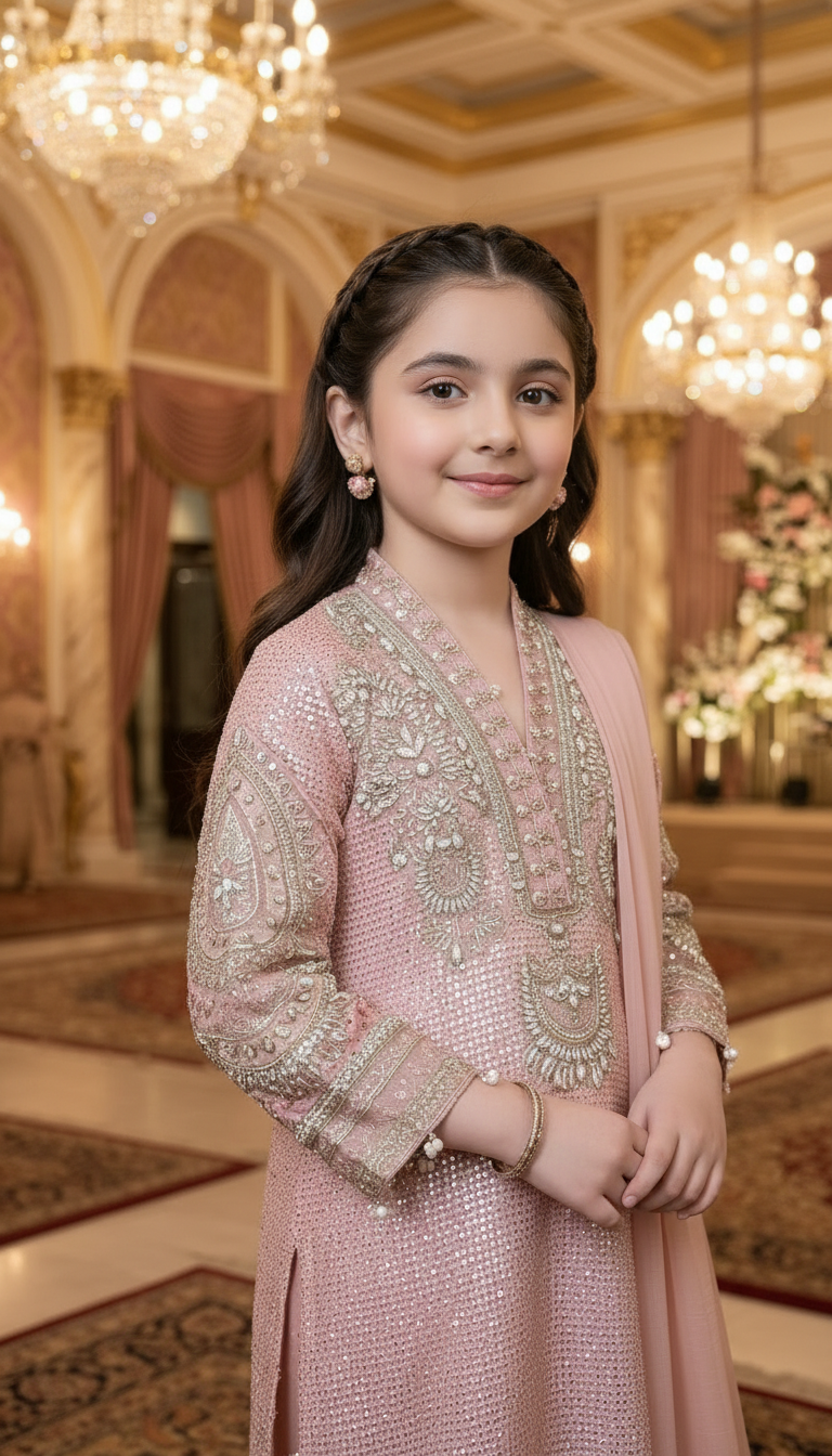 Mona Little Heirloom 3pc Embellished Chiffon Girls’ Party Wear Suit – MLH1