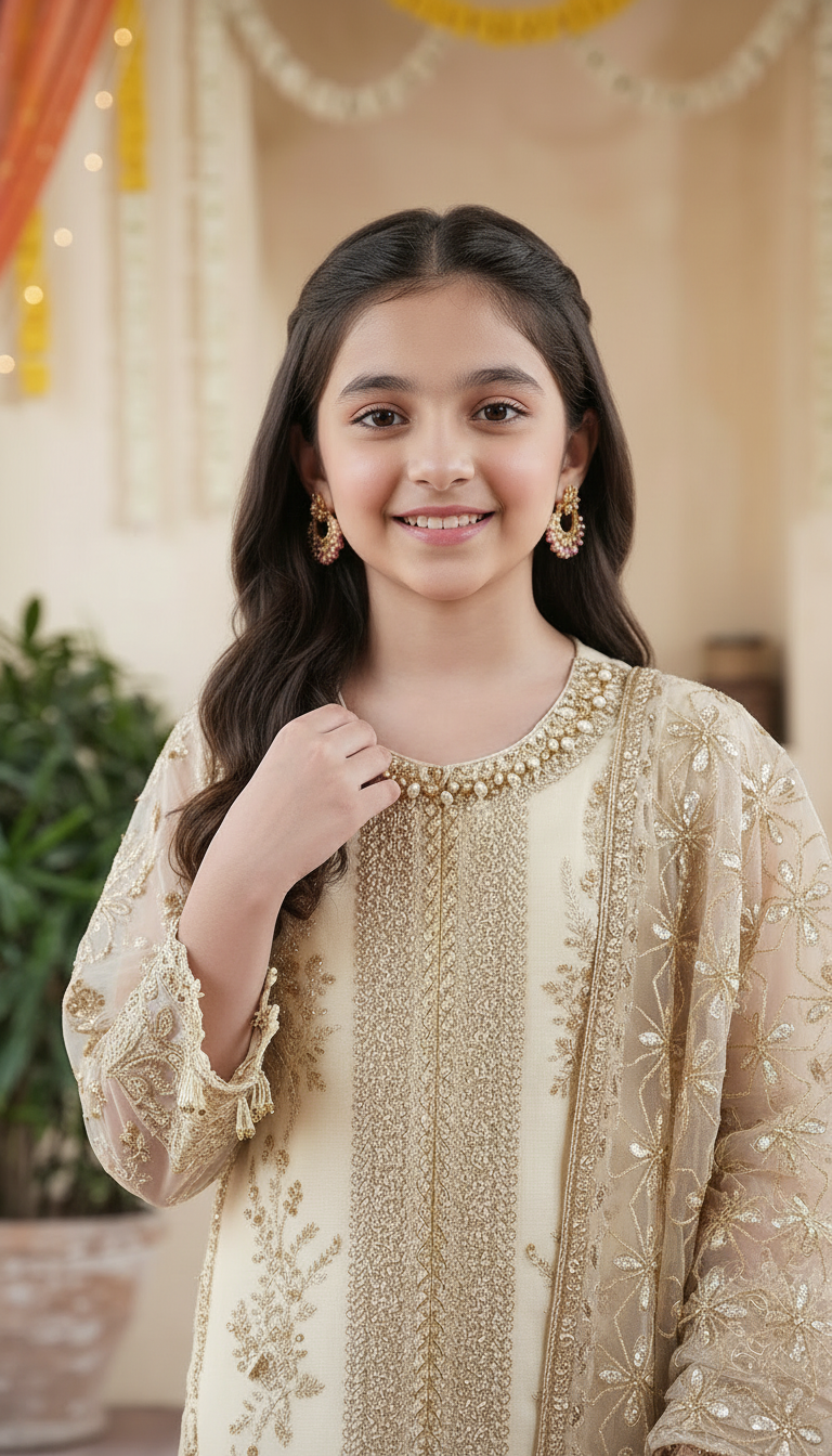 Mona Little Heirloom 3pc Embellished Organza Girls’ Party Wear Suit – MLH2