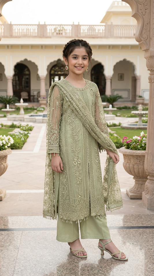 Mona Little Heirloom 3pc Embellished Organza Girls’ Party Wear Suit – MLH3