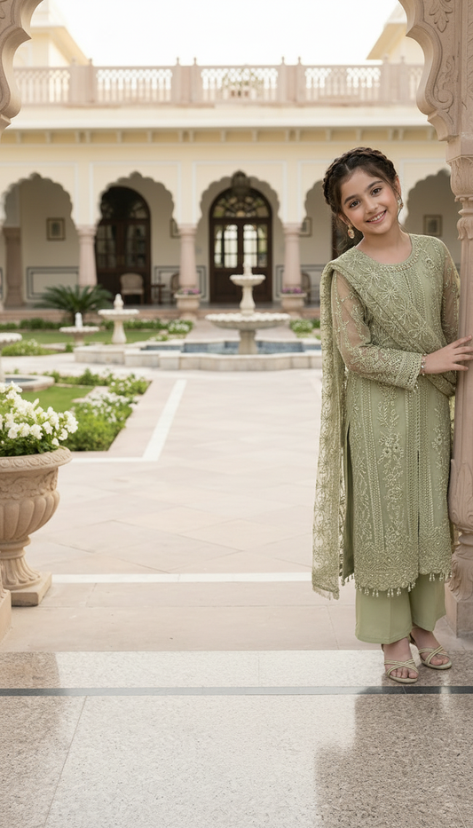 Mona Little Heirloom 3pc Embellished Organza Girls’ Party Wear Suit – MLH3