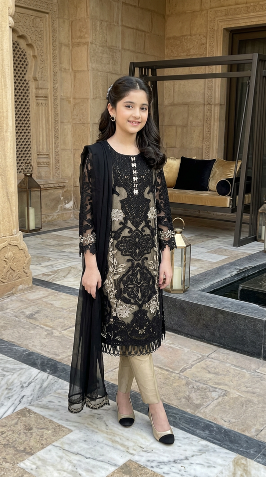 Mona Little Heirloom 3pc Embellished Organza Girls’ Party Wear Suit – MLH5