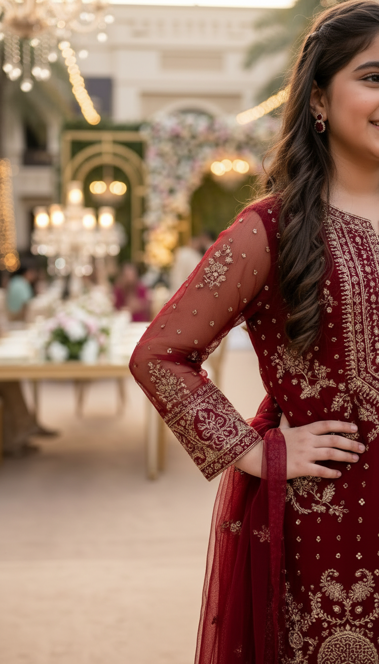 Mona Little Heirloom 3pc Embellished Chiffon Girls’ Gharara Suit – MLH6