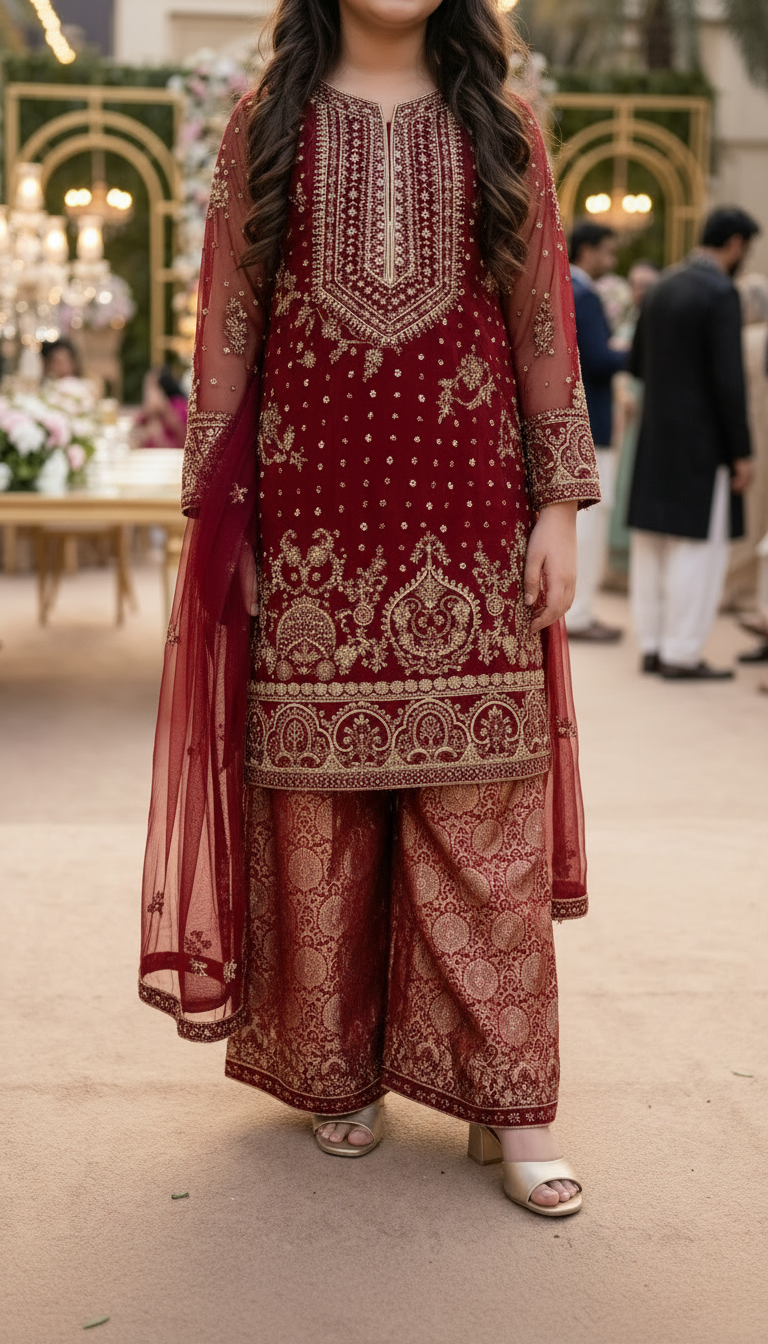 Mona Little Heirloom 3pc Embellished Chiffon Girls’ Gharara Suit – MLH6