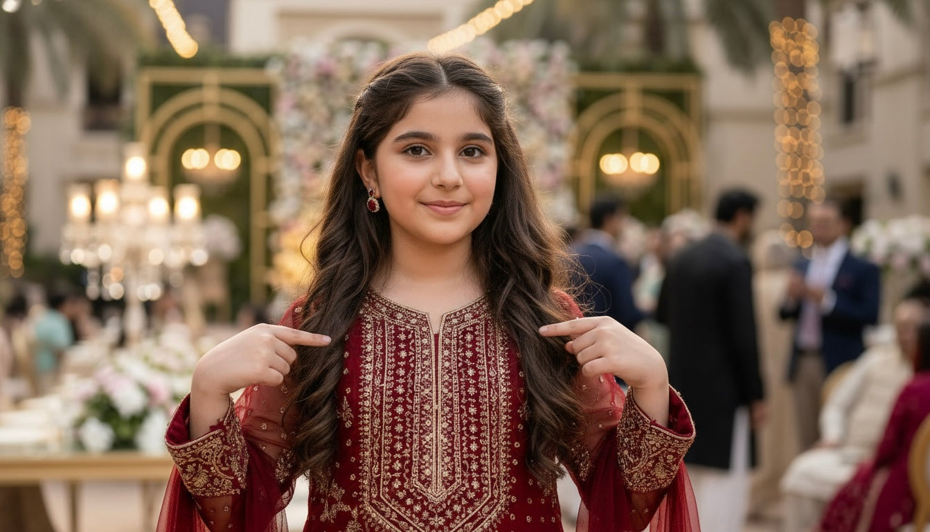 Mona Little Heirloom 3pc Embellished Chiffon Girls’ Gharara Suit – MLH6
