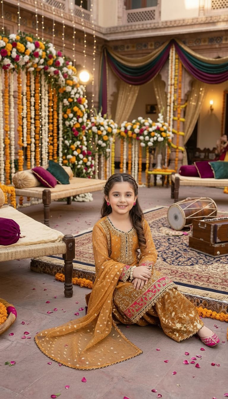 Mona Little Heirloom 3pc Embroidered Organza Lurex Girls’ Gharara Suit – MLH7