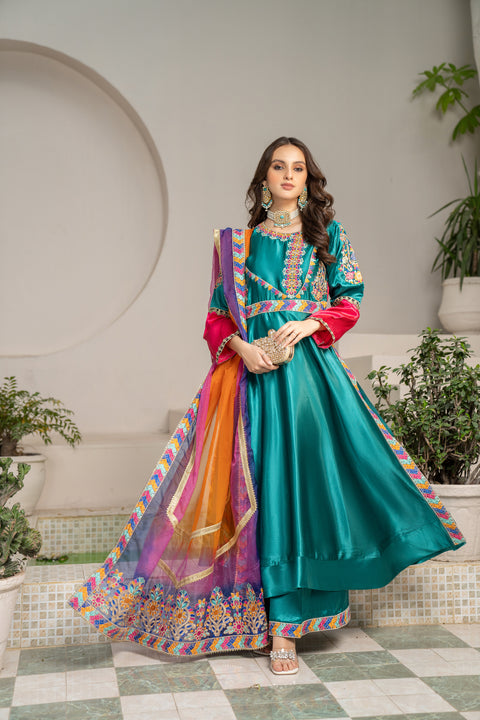 3pc Ready to Wear Silk Embroidered Dress C02