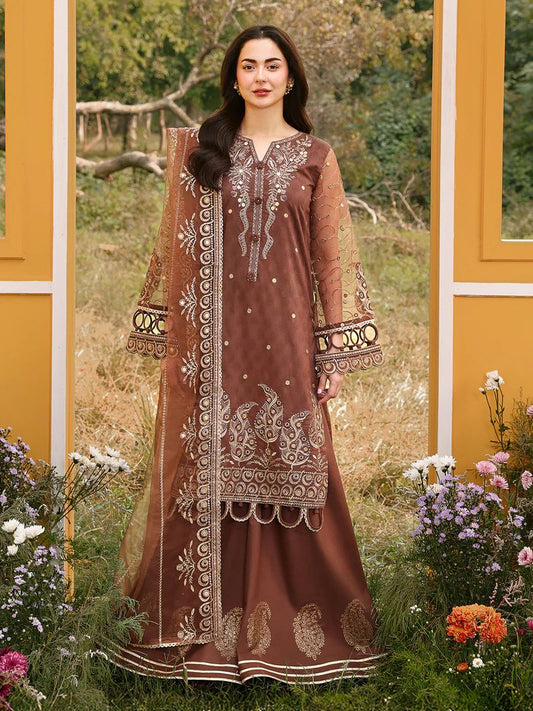 Hania’s Eid Twinning Charm by Mona – Chocolate Chikankari Sharara Suit HEC14